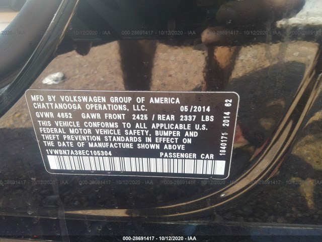 Photo 8 VIN: 1VWBN7A38EC105304 - VOLKSWAGEN PASSAT 