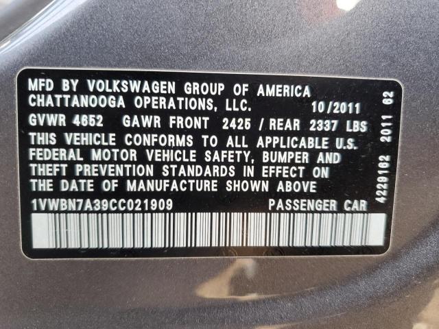 Photo 12 VIN: 1VWBN7A39CC021909 - VOLKSWAGEN PASSAT 