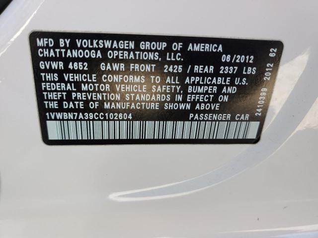 Photo 9 VIN: 1VWBN7A39CC102604 - VOLKSWAGEN PASSAT 