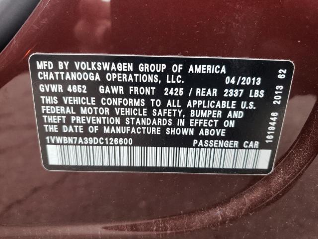 Photo 11 VIN: 1VWBN7A39DC126600 - VOLKSWAGEN PASSAT 