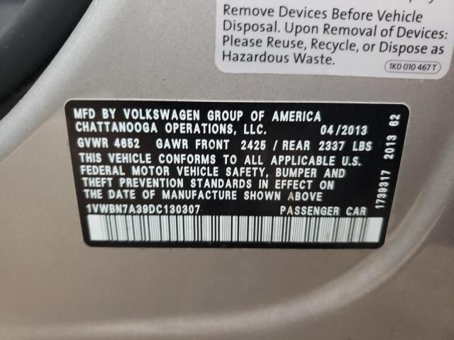 Photo 11 VIN: 1VWBN7A39DC130307 - VOLKSWAGEN PASSAT 