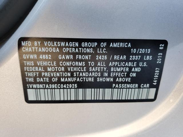 Photo 11 VIN: 1VWBN7A39EC042925 - VOLKSWAGEN PASSAT 