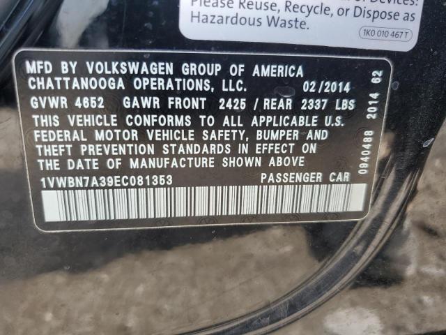 Photo 12 VIN: 1VWBN7A39EC081353 - VOLKSWAGEN PASSAT 