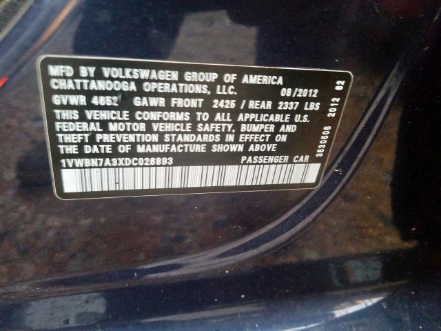 Photo 9 VIN: 1VWBN7A3XDC026893 - VOLKSWAGEN PASSAT 