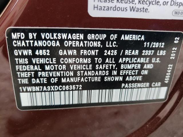 Photo 11 VIN: 1VWBN7A3XDC063572 - VOLKSWAGEN PASSAT 