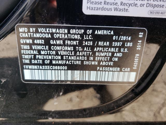 Photo 9 VIN: 1VWBN7A3XEC068000 - VOLKSWAGEN PASSAT 