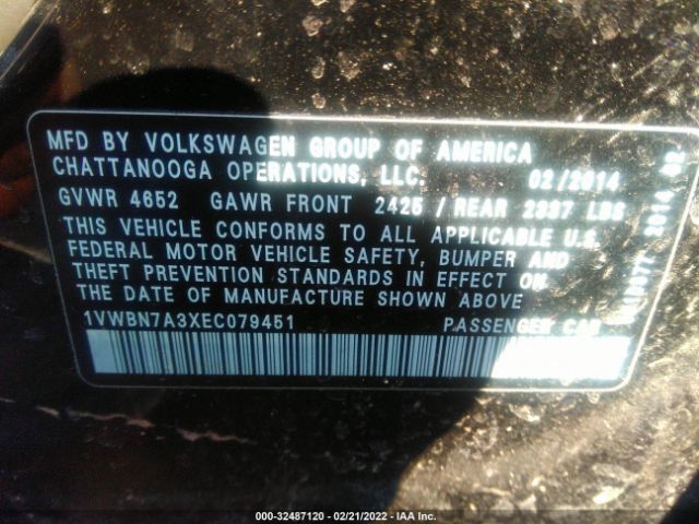 Photo 8 VIN: 1VWBN7A3XEC079451 - VOLKSWAGEN PASSAT 