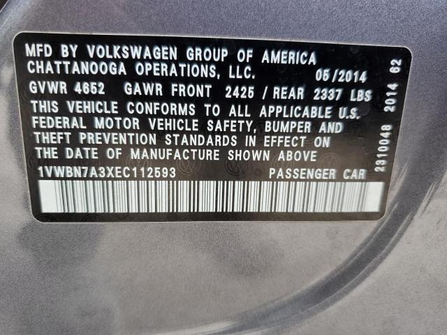 Photo 11 VIN: 1VWBN7A3XEC112593 - VOLKSWAGEN PASSAT 