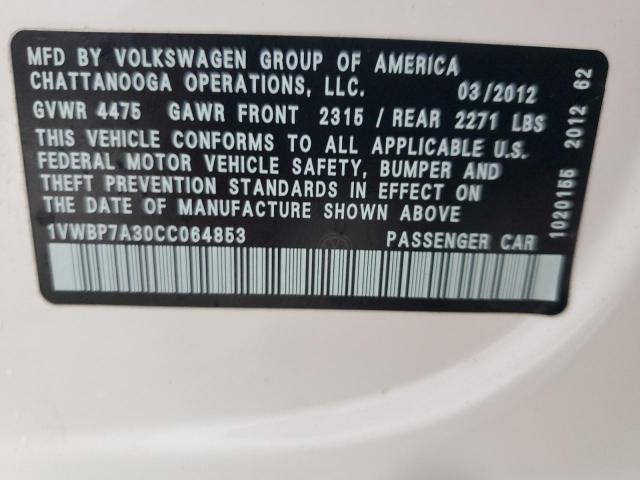 Photo 11 VIN: 1VWBP7A30CC064853 - VOLKSWAGEN PASSAT SE 