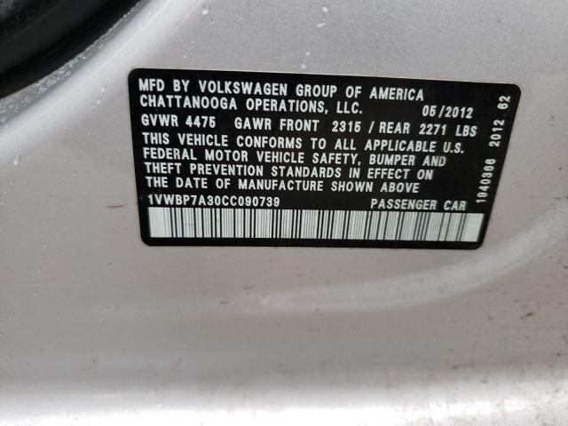 Photo 9 VIN: 1VWBP7A30CC090739 - VOLKSWAGEN PASSAT 