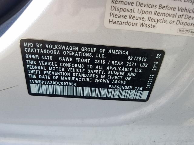 Photo 9 VIN: 1VWBP7A30DC097854 - VOLKSWAGEN PASSAT 