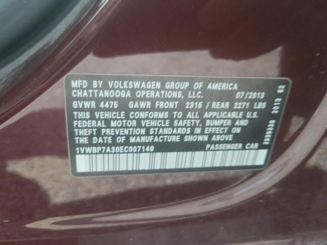 Photo 9 VIN: 1VWBP7A30EC007149 - VOLKSWAGEN PASSAT 