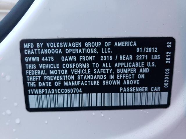 Photo 9 VIN: 1VWBP7A31CC050704 - VOLKSWAGEN PASSAT SE 