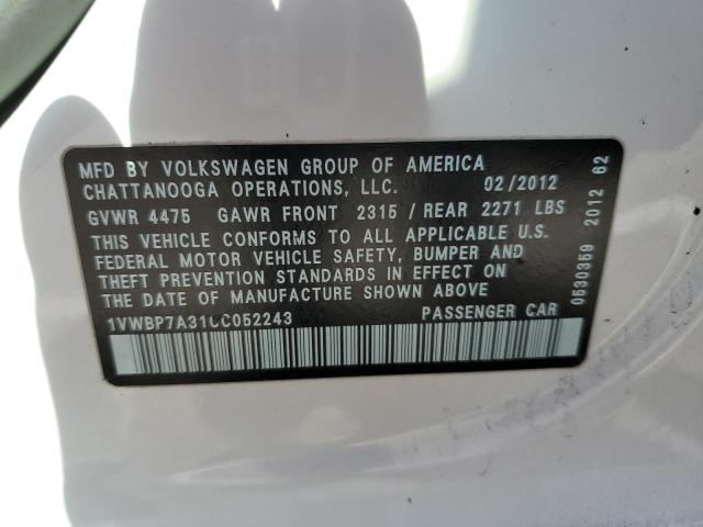 Photo 12 VIN: 1VWBP7A31CC052243 - VOLKSWAGEN PASSAT 