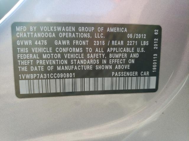 Photo 9 VIN: 1VWBP7A31CC090801 - VOLKSWAGEN PASSAT 