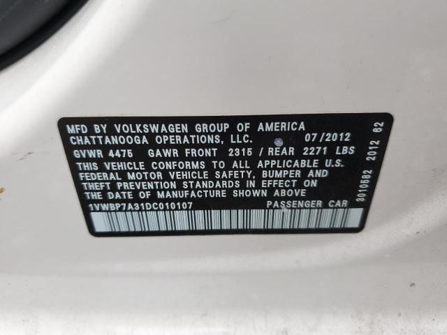 Photo 11 VIN: 1VWBP7A31DC010107 - VOLKSWAGEN PASSAT 