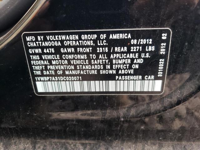 Photo 11 VIN: 1VWBP7A31DC020071 - VOLKSWAGEN PASSAT 