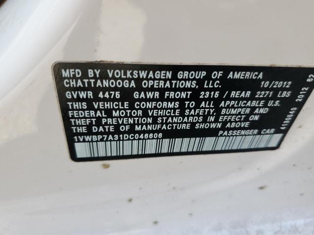 Photo 11 VIN: 1VWBP7A31DC046606 - VOLKSWAGEN PASSAT SE 