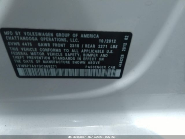 Photo 8 VIN: 1VWBP7A31DC058271 - VOLKSWAGEN PASSAT 