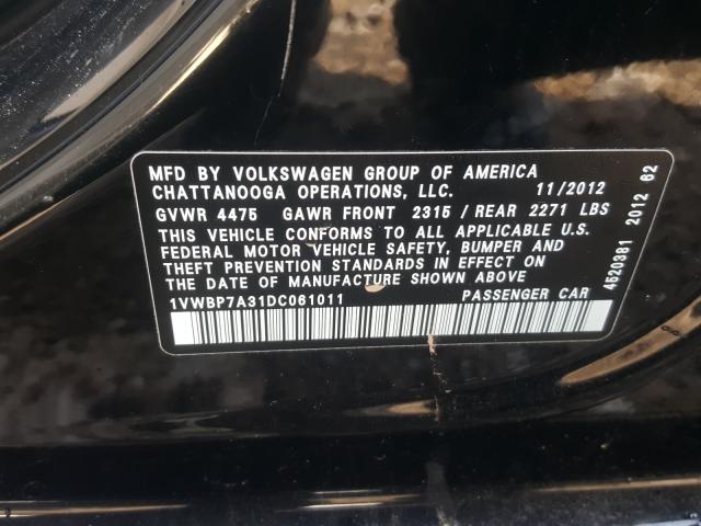 Photo 9 VIN: 1VWBP7A31DC061011 - VOLKSWAGEN PASSAT 