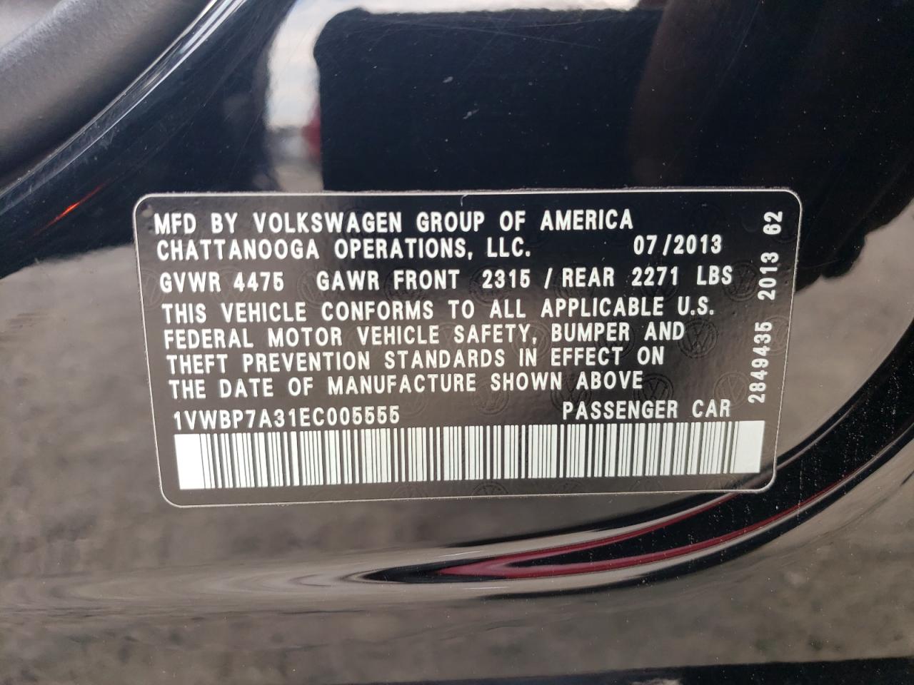 Photo 11 VIN: 1VWBP7A31EC005555 - VOLKSWAGEN PASSAT 