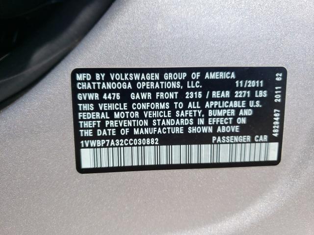 Photo 9 VIN: 1VWBP7A32CC030882 - VOLKSWAGEN PASSAT SE 