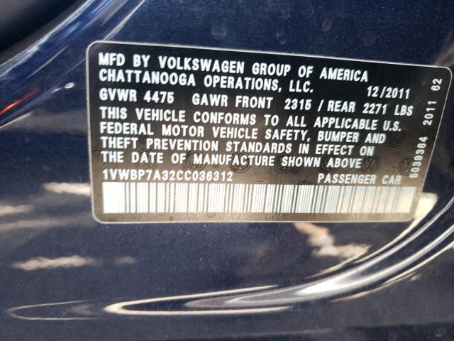 Photo 9 VIN: 1VWBP7A32CC036312 - VOLKSWAGEN PASSAT 