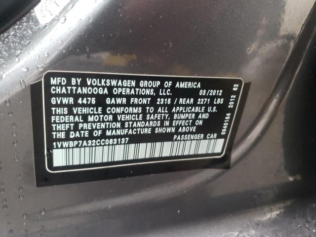 Photo 11 VIN: 1VWBP7A32CC063137 - VOLKSWAGEN PASSAT 