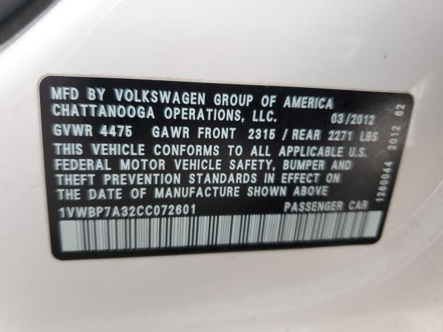 Photo 11 VIN: 1VWBP7A32CC072601 - VOLKSWAGEN PASSAT 