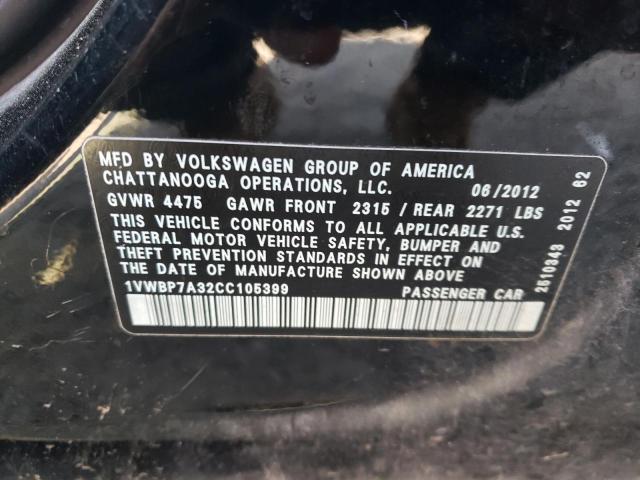 Photo 11 VIN: 1VWBP7A32CC105399 - VOLKSWAGEN PASSAT 