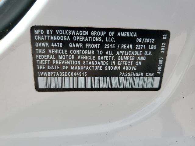 Photo 11 VIN: 1VWBP7A32DC044315 - VOLKSWAGEN PASSAT 