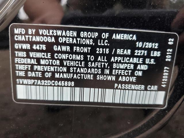 Photo 11 VIN: 1VWBP7A32DC045898 - VOLKSWAGEN PASSAT SE 