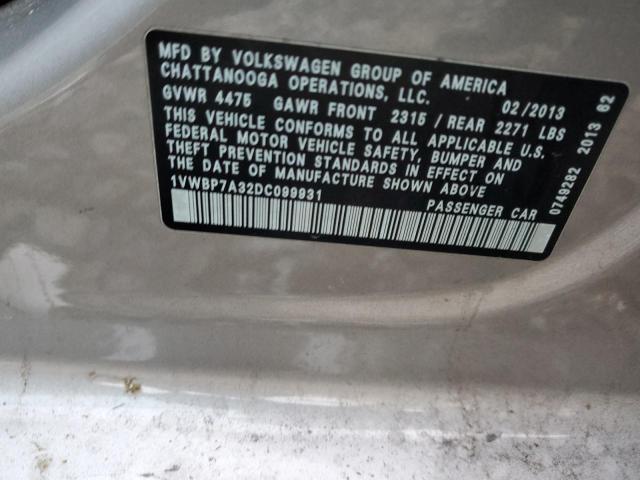 Photo 11 VIN: 1VWBP7A32DC099931 - VOLKSWAGEN PASSAT SE 