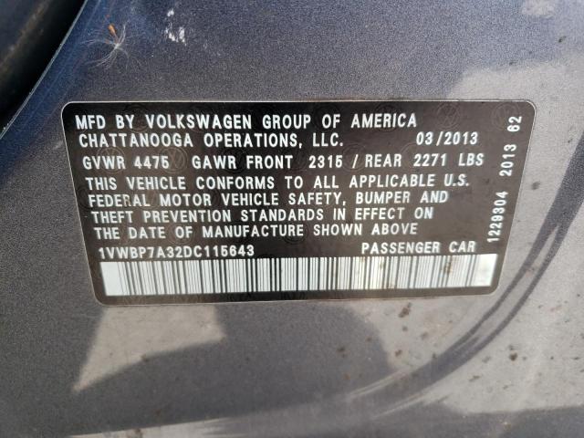 Photo 11 VIN: 1VWBP7A32DC115643 - VOLKSWAGEN PASSAT 