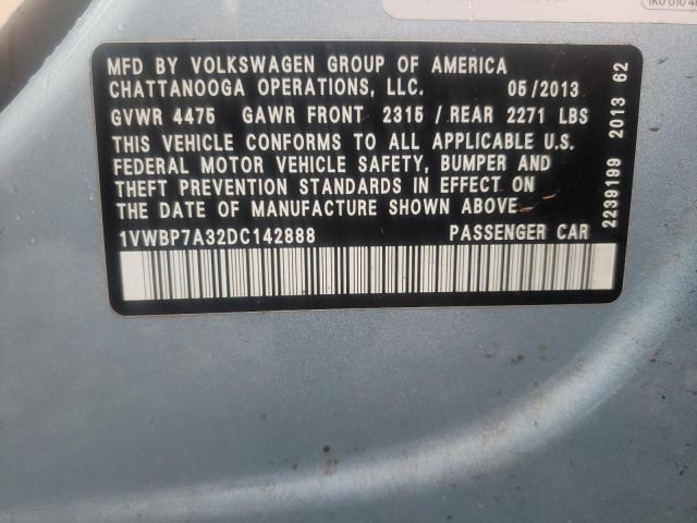 Photo 11 VIN: 1VWBP7A32DC142888 - VOLKSWAGEN PASSAT 