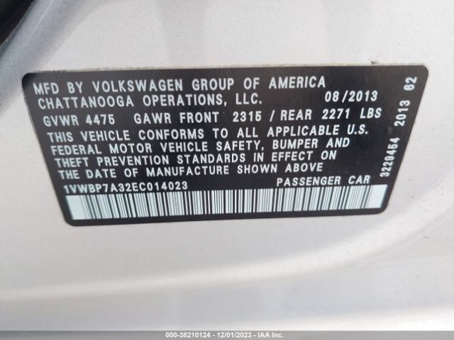 Photo 8 VIN: 1VWBP7A32EC014023 - LINCOLN MKS 