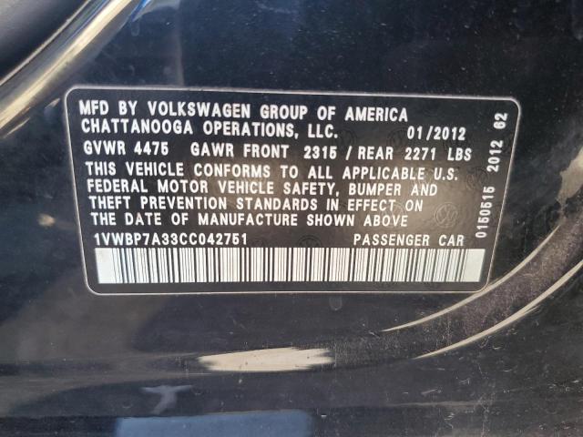 Photo 9 VIN: 1VWBP7A33CC042751 - VOLKSWAGEN PASSAT 