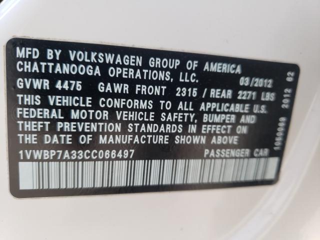 Photo 9 VIN: 1VWBP7A33CC066497 - VOLKSWAGEN PASSAT 