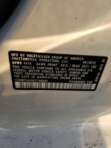 Photo 11 VIN: 1VWBP7A33CC109932 - VOLKSWAGEN PASSAT 