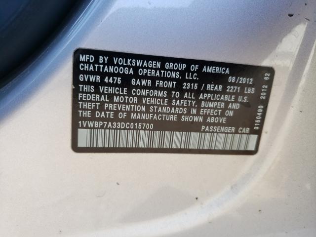 Photo 9 VIN: 1VWBP7A33DC015700 - VOLKSWAGEN PASSAT 