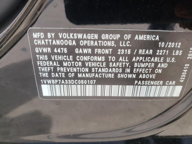 Photo 9 VIN: 1VWBP7A33DC050107 - VOLKSWAGEN PASSAT 