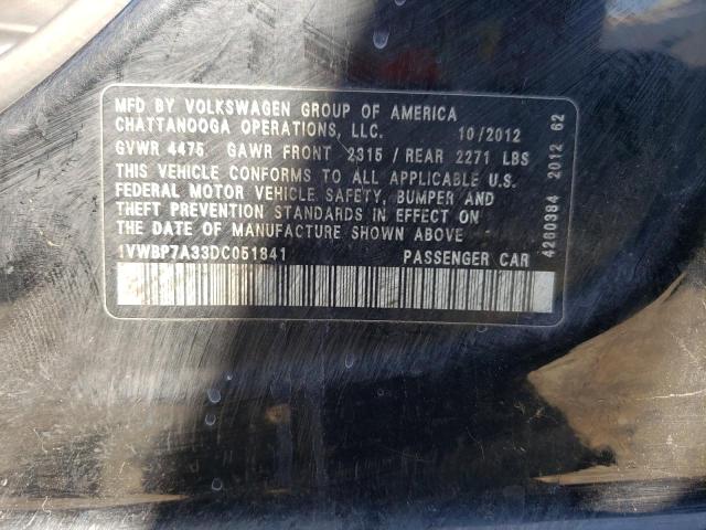 Photo 12 VIN: 1VWBP7A33DC051841 - VOLKSWAGEN PASSAT 