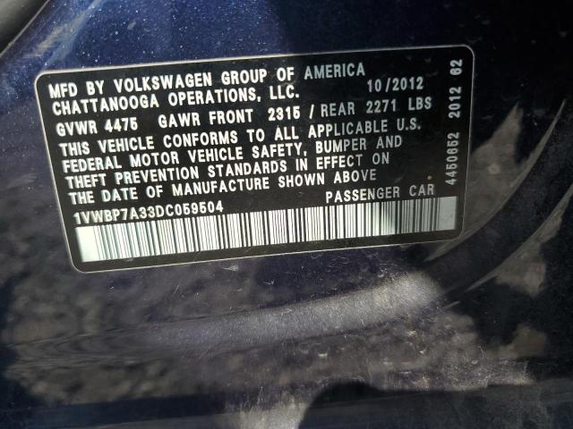 Photo 11 VIN: 1VWBP7A33DC059504 - VOLKSWAGEN PASSAT SE 