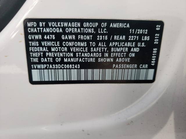 Photo 9 VIN: 1VWBP7A33DC066243 - VOLKSWAGEN PASSAT 