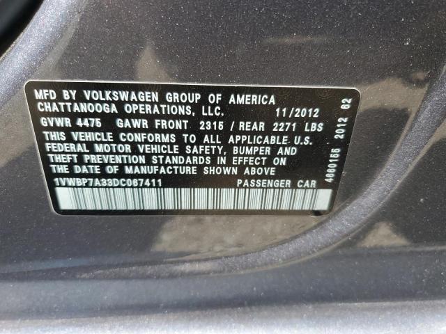 Photo 11 VIN: 1VWBP7A33DC067411 - VOLKSWAGEN PASSAT 