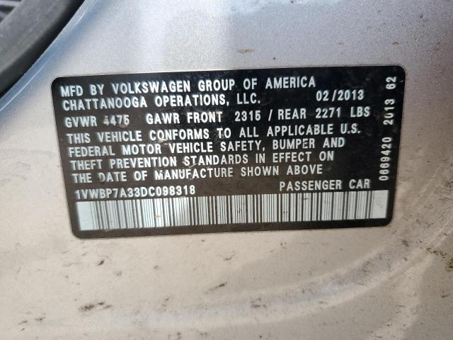 Photo 12 VIN: 1VWBP7A33DC098318 - VOLKSWAGEN PASSAT 