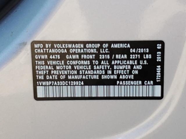 Photo 9 VIN: 1VWBP7A33DC129924 - VOLKSWAGEN PASSAT 