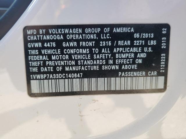 Photo 12 VIN: 1VWBP7A33DC140647 - VOLKSWAGEN PASSAT SE 