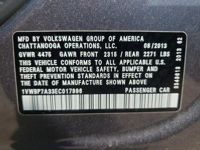 Photo 9 VIN: 1VWBP7A33EC017996 - VOLKSWAGEN PASSAT 