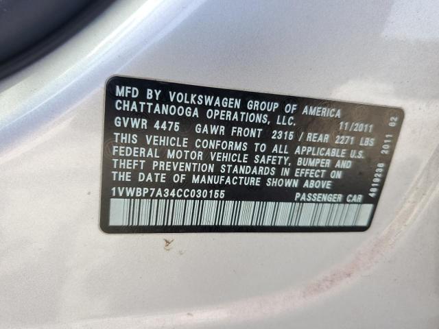 Photo 11 VIN: 1VWBP7A34CC030155 - VOLKSWAGEN PASSAT 